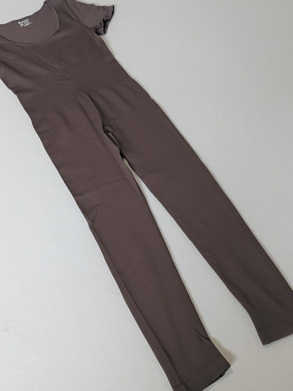 OQQ Brown Ribbed Bodycon Jumpsuit M  Neutral Athleisure Loungewear Fall Autumn